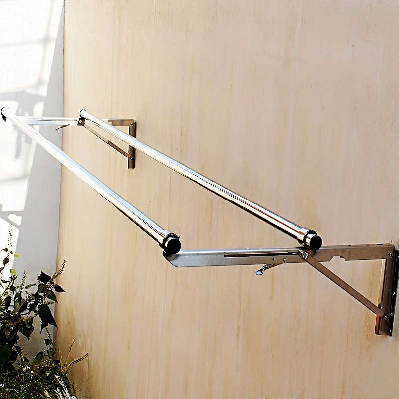 沛晴 不锈钢三角衣架阳台侧装固定式晾衣杆 折叠飘窗户外晒衣架