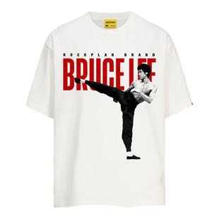 摇滚计划龙年新款李小龙印花短袖T恤纯棉学生做旧宽松夏季潮男女