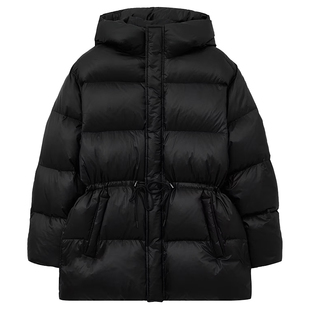 1005冬款TNGT卡其绿色收腰时尚休闲连帽面包服鹅绒羽绒服