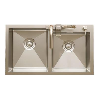 日式水槽双槽洗菜盆304不锈钢