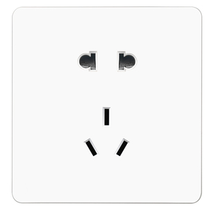 国际电工86型家用超薄5孔插座面板哑光奶油白一开五孔16a双控开关