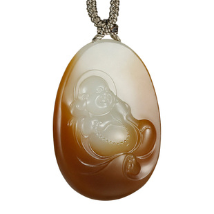 玉说和田玉佛公吊坠女款玉坠糖白羊脂玉自在弥勒笑佛玉佩玉石挂件