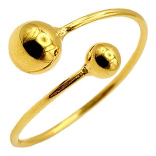 新航黄金戒指足金光珠开口指环纯金素圈女戒时尚ins珠珠戒送礼物