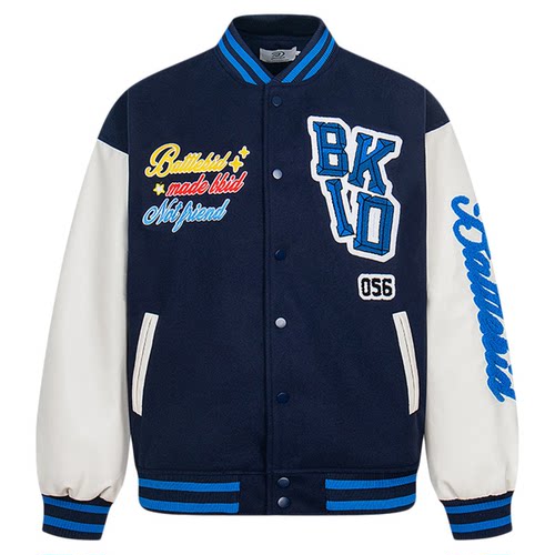 NTBF美式撞色毛巾绣植绒刺绣字母棒球服男女情侣宽松休闲百搭外套