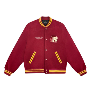 FDR官方店 R字学院风加厚棒球服外套男女秋冬季美式情侣宽松夹克