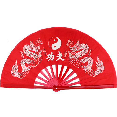 精选竹骨太极扇子双龙功夫扇响扇舞蹈扇武术扇晨练健身扇大正健身