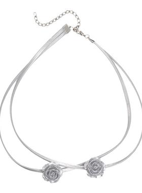 甜酷小众冷淡风choker锁骨链皮革