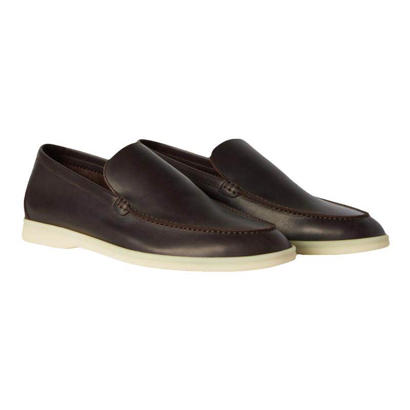 Loro Piana/诺悠翩雅男鞋巧克力色小牛皮经典莫卡辛鞋乐福鞋