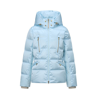 2025冬季新款小众纯色连帽防水滑雪服修身长袖保暖羽绒服外套女款