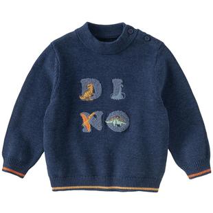 戴维贝拉儿童半高领毛衣针织衫2025男童A类纯棉上衣男冬季套头衫