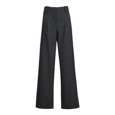 墨蒂珂高腰长款打褶阔腿休闲裤