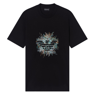 Armani/阿玛尼EA 男士时尚休闲刺绣鹰标短袖T恤 EM005282 AF10017