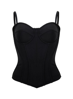 CORSELET 经典黑色鱼骨胸衣女外穿束腰修身气质美背内搭抹胸上衣