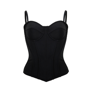 CORSELET 经典黑色鱼骨胸衣女外穿束腰修身气质美背内搭抹胸上衣