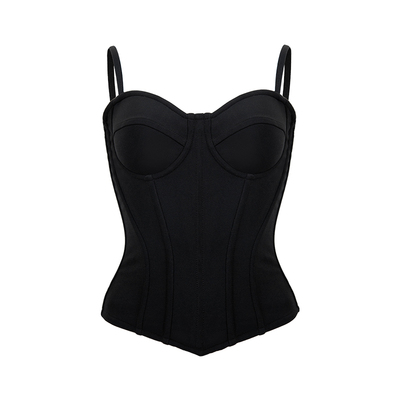 CORSELET 经典黑色鱼骨胸衣女外穿束腰修身气质美背内搭抹胸上衣