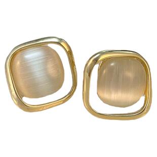 高级感猫眼石耳钉女2025新款爆款耳夹蚊香盘款气质耳饰耳环无耳洞