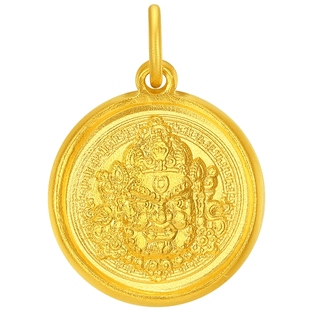 潮宏基臻金弘黄财神足金吊坠古法黄金挂坠实心颈饰生日礼物计价