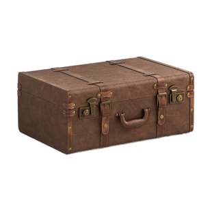 复古手提箱旅行收纳箱欧式民国道具复古皮箱老式手提箱子小行李箱