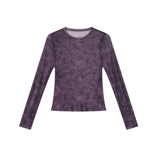 半圆原创设计女装[运动]2026春圆领宽松休闲复古几何印花T恤女