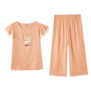 【】睡衣女春夏高级透气宽松舒适短袖可外穿家居服套装