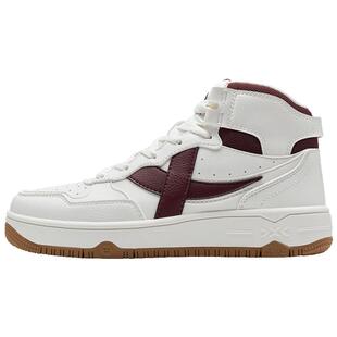 特步苜白3情侣板鞋|2025秋季新款高帮休闲鞋小白鞋女厚底增高鞋子