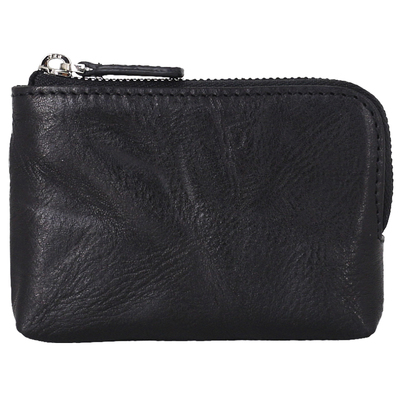 真皮皱褶零钱包复古拉链女生便携