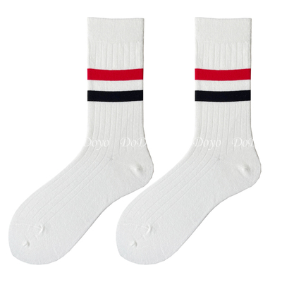 DODOYO灰色条纹纯棉小腿袜女