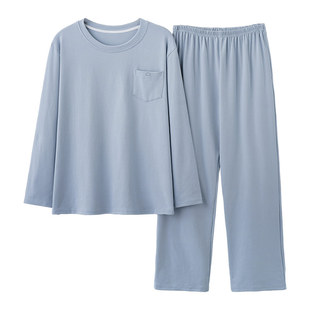 纯棉睡衣男款春秋季2026新款长袖长裤男士宽松可外穿家居服套装薄