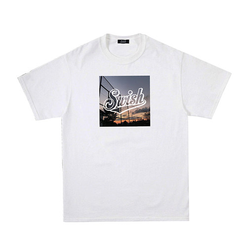 Swish 日落球场美式篮球短袖t恤男夏季运动训练服纯棉投篮服上衣