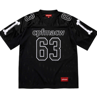 63球衣T恤 Bones Football Jersey骨头数字网眼短袖足球衣短袖tee