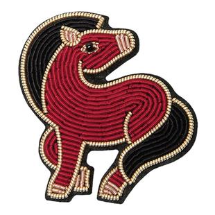 米加尔印度丝手工刺绣小红马胸针胸花高档精致设计感衣服别针配饰