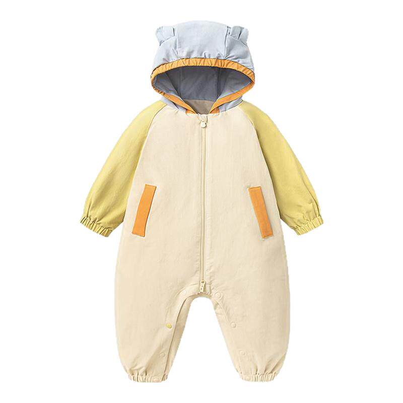 【小软皮】迷你巴拉婴儿衣服三防连体衣拼色连帽宝宝爬服春新款
