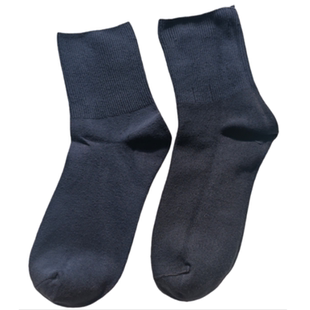 松口袜子老人穿不勒脚纯棉秋冬加厚男士中老年人全棉宽松脚肿宽松