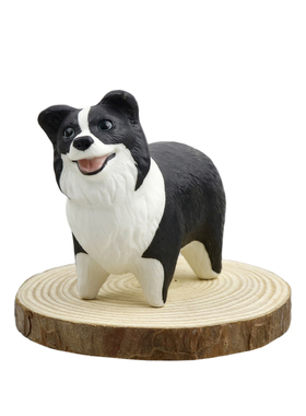陶瓷边牧犬摆件办公桌面工位摆设