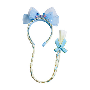 儿童蝴蝶结发箍女孩超仙不伤发发饰艾莎公主发卡头饰女童假发辫子