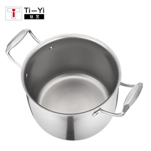 Ti-Yi钛艺 汤锅复合纯钛汤锅燃气电磁炉通用炖肉锅高汤锅22CM