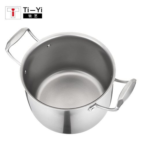 Ti-Yi钛艺 汤锅复合纯钛汤锅燃气电磁炉通用炖肉锅高汤锅22CM
