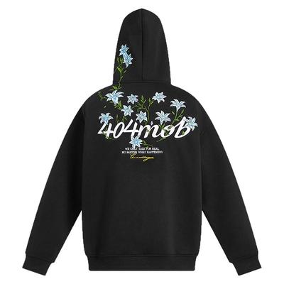404MOB藤蔓花卉刺绣拉链帽衫男女秋季连帽卫衣休闲宽松开衫外套