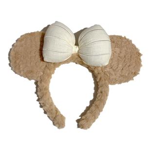 蝴蝶结小熊耳朵发箍女秋冬毛绒可爱卡通洗脸头箍韩国少女发窟发卡