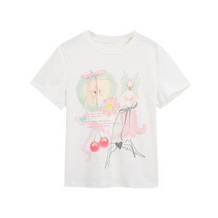 2026春季新款正肩巨显瘦短袖t恤大码女装胖mm设计感甜美收腰上衣