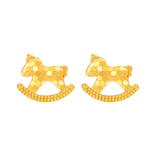 明牌珠宝闪亮摇摇马5G黄金耳钉 足金生肖马年闪亮耳饰AFH0468