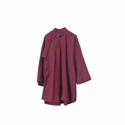 大拙色织亚麻立领盘扣宽松款衬衫