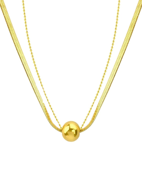 小金球蛇骨链钛钢项链女双层叠戴