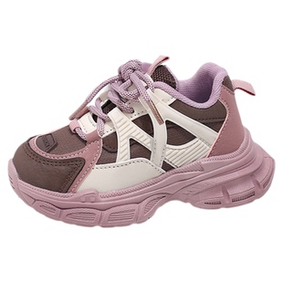 女童鞋子儿童运动老爹鞋2025新款男童小孩春秋款女宝大童皮面跑步