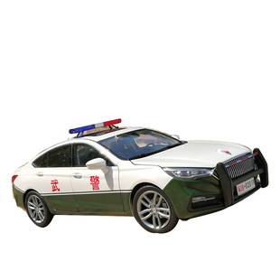原厂世纪龙红旗H5轿车武警版1:18合金仿真汽车模型警车红旗车模