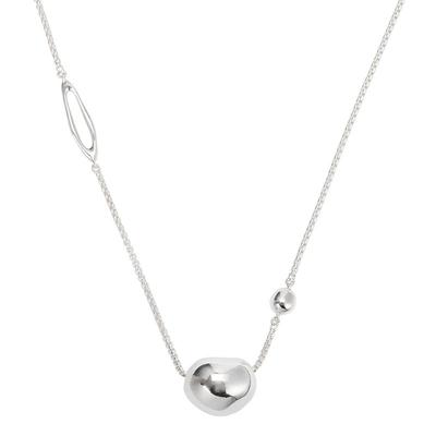 EWEST 大写小Q同款锁骨链纯银项链女原创设计颈链圆珠吊坠毛衣链