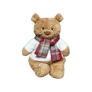 彩菲手作巴塞罗熊衣服新年围巾28cm36cm47cm玩偶格子围巾小熊娃衣