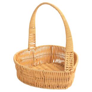 爱心造型手提篮野餐篮水果篮鸡蛋篮插花篮手工编织户外点心筐子