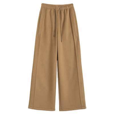 羊毛直筒裤女秋冬新款黑色高腰