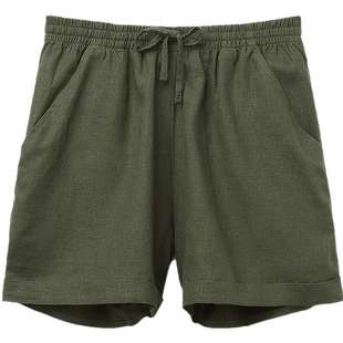 CALZEDONIA卡泽意袜夏女士简约舒适透气亚麻翻卷裤脚短裤0BDP146